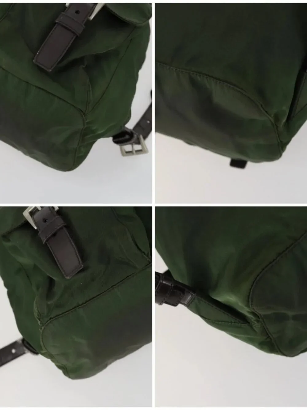 PRADA Backpack Nylon Green Silver Auth 157224